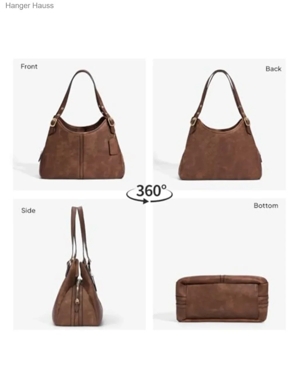 Vintage Hobo Handbag for Women Soft Faux Leather Shoulder Bag Slouchy Crescent